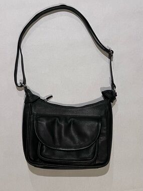 Classic Black Leather Shoulder Bag